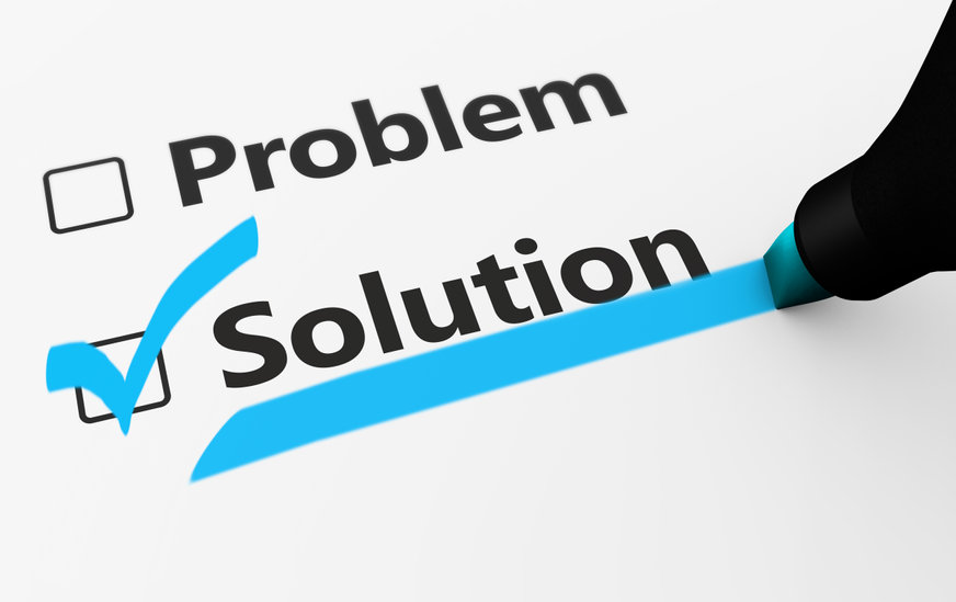 Problem solution sign on checklist business concept 3d 